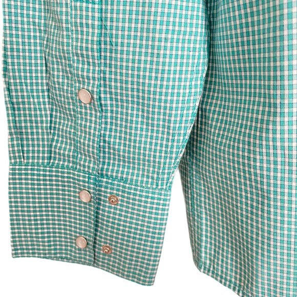 Wyoming Traders Western Men's Green Check Pearl Snap Button Up Shirt M NEW - Picture 4 of 6